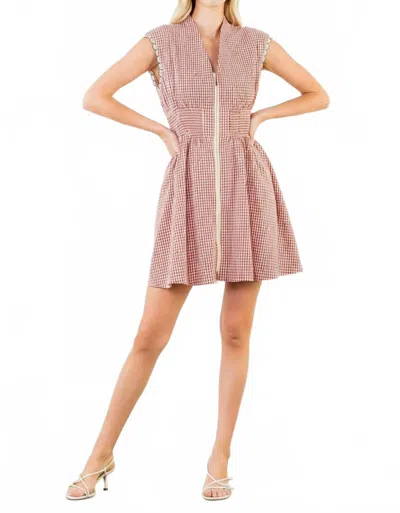 Thml Gingham Mini Dress In Red In Pink