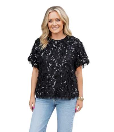 Thml Glitterfrost Fuzzy Top In Black