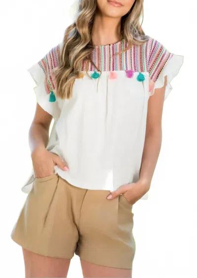 Thml Glorious One Short Sleeve Top In Cream In White