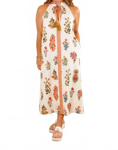Thml Halter Floral Pattern Midi Dress In Cream In Multi