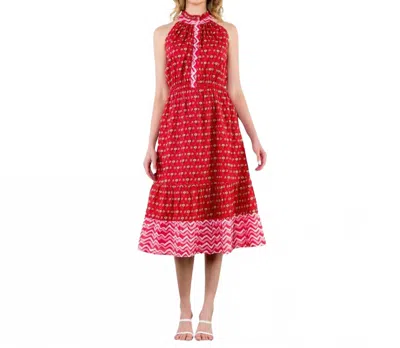 Thml Halter Print Midi Dress In Red