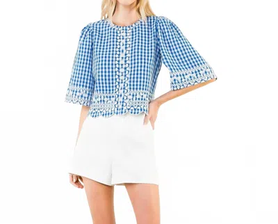 Thml Hampton Gingham Blouse In Blue And White In Multi