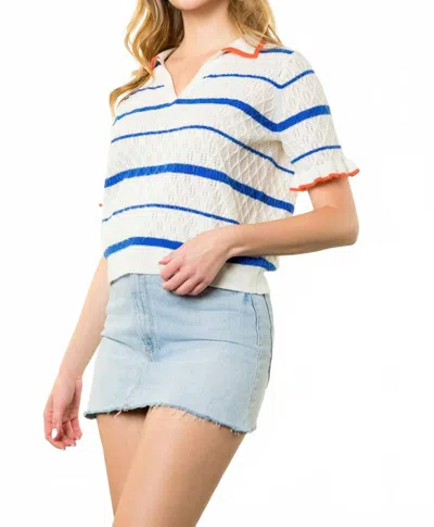 Thml Harper Stripe Knit Top In Blue / Orange Multi Stripe In White