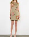 Thml Sleeveless Flower Embroidered Dress In Tan