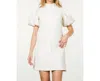 Thml Puff Sleeve Suede Dress In Cream In White