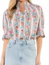 Thml Hillary Button Down Top In Pink/blkue/beige In Multi