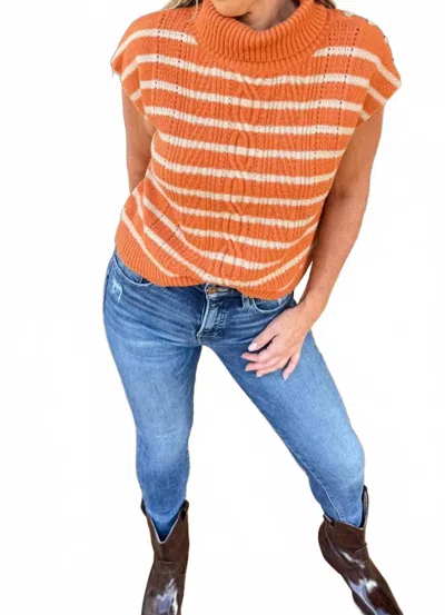 Thml Honeycrisp Striped Sweater In Orange Tan