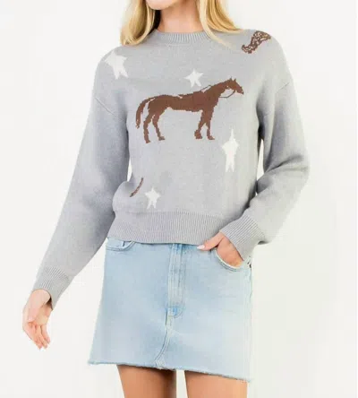Thml Horse Crew Neck Sweater In Heather Grey In Gray