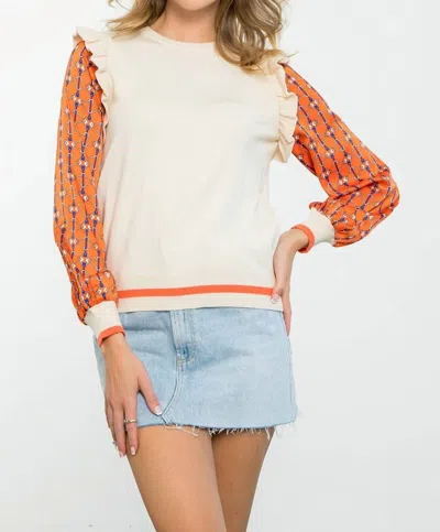 Thml How Are You Top In Cream/orange In Beige