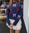 Thml Iris Bow Sweater In Navy