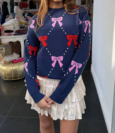 Thml Iris Bow Sweater In Navy