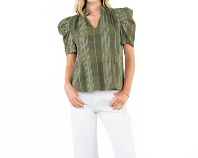 Thml Iris Gingham Short Sleeve Top In Olive In Green