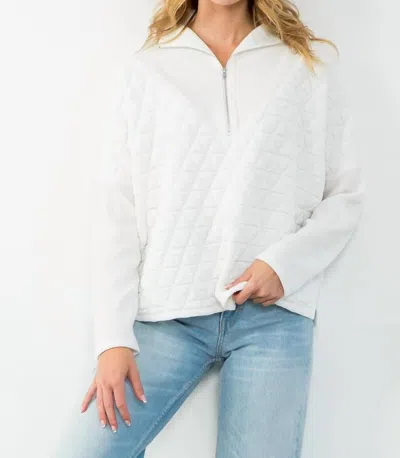 Thml Jackson Half Zip Sweater In White