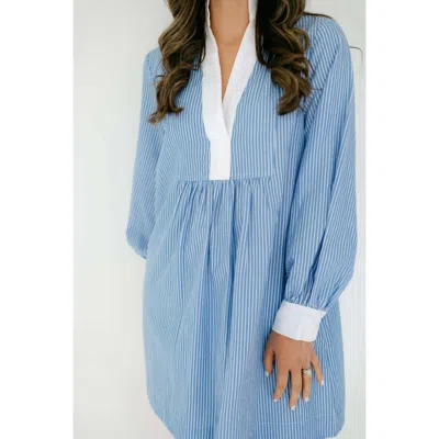 Thml Jamie Long Sleeve Striped Dress In Blue