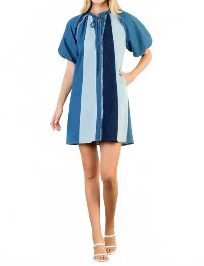 Thml Jenna Puff Sleeve Denim Dress In Blue
