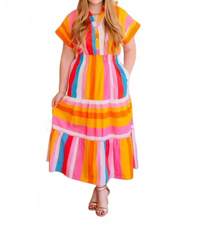 Thml Jenny Mc Stripe Maxi Dress In Orange Multi