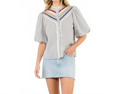 Thml Jessie Button Down Top In Grey In Gray