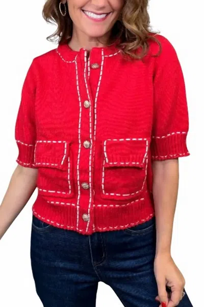 Thml Joanie Cardigan Top In Red