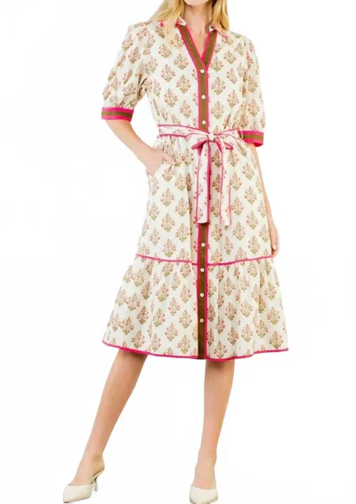 Thml Jodie Floral Collared Dress In Cream In Multi
