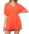 THML JUDE V-NECK ROMPER IN ORANGE