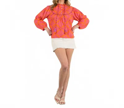 Thml Julia Flower Pattern Print Top In Multicolor In Pink