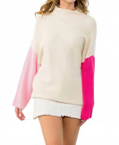 Thml Kara Sweater In White/pink