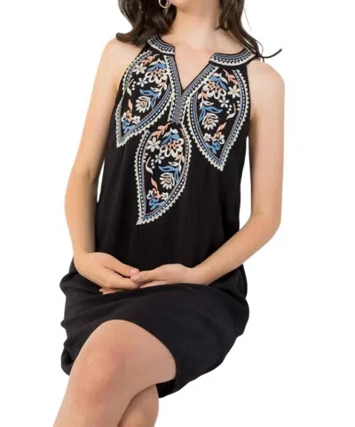 Thml Kehlani Embroidered Halter Mini Dress In Black