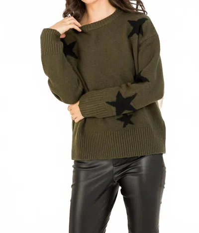 Thml Knit Star Sweater In Olive In Green