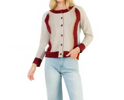 Thml Knitted Long Sleeve Cardigan In Burgundy In Multi