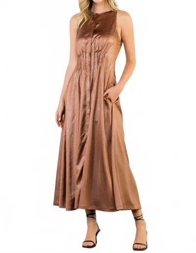 Thml Landry Pleated Sleeveless Maxi Dress In Brown