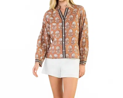 Thml Laurie Floral Long Sleeve Top In Brown