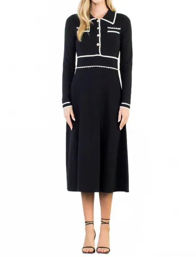 Thml Laurie Knit Midi Dress In Black White Trim