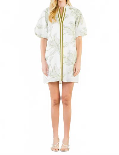 Thml Leaf Flutter Sleeve Mini Dress In White