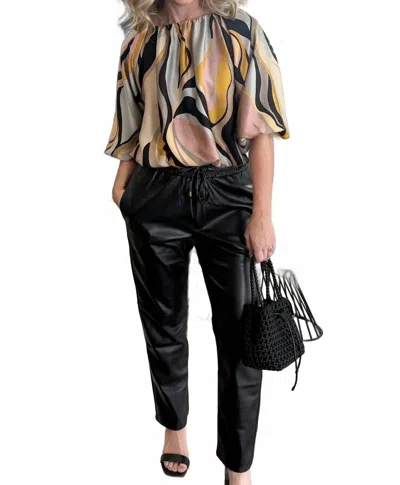 Thml Leather Elastic Waist Pants In Black