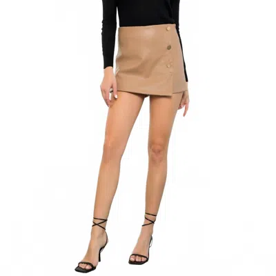 Thml Leather Skort In Beige In Brown