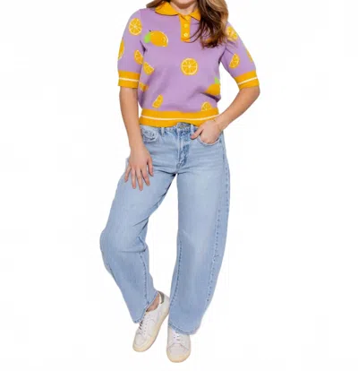 Thml Lemon Drop Sweater Top In Purple