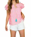 Thml Lena Pattern Flutter Sleeve Top In Pink In Pink