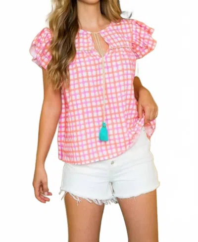 Thml Lena Pattern Flutter Sleeve Top In Pink