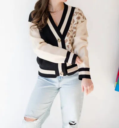 Thml Leopard Knit V-neck Cardigan In Beige In Neutral