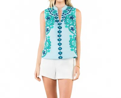 Thml Lindsey Embroidered Top In Light Blue In Multi