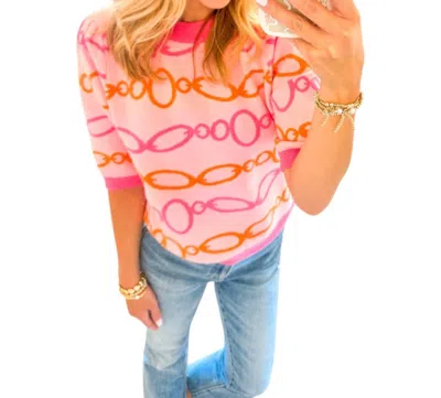 Thml Linked In Short Sleeve Sweater In Pink