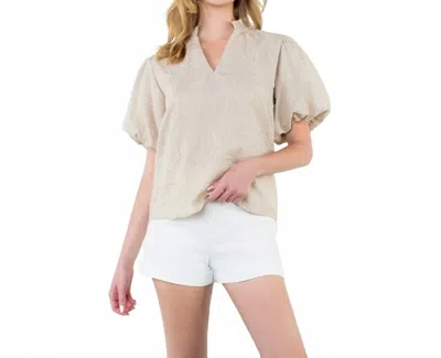 Thml Lisa V-neck Top In Beige In Multi