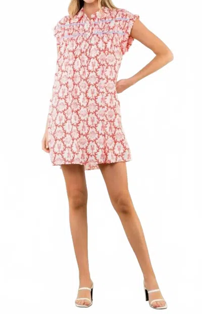 Thml Lobster & Shell Print Mini Dress In Red In Pink