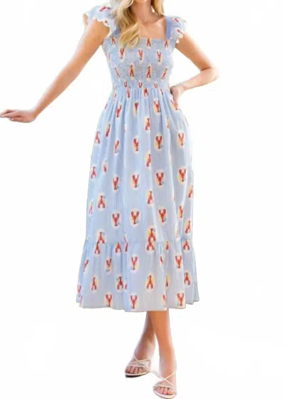 Thml Lobster Smocked Dress In Blue