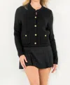 Thml Gold Button Cardi In Black In Black