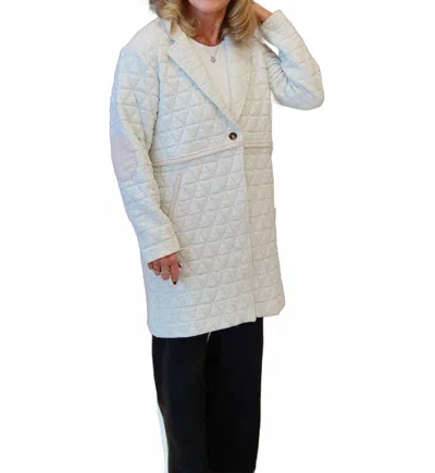 Thml Long Quilted Jacket With Suede Detail In Cream In White