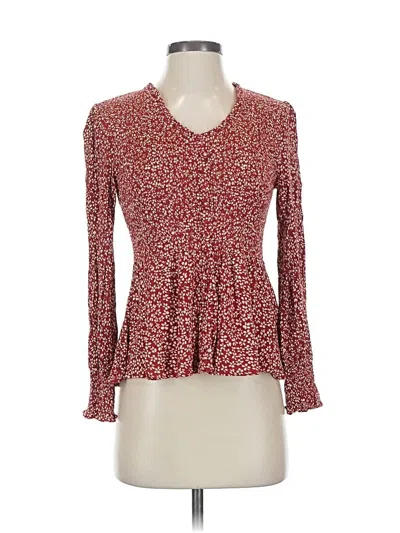 Pre-owned Thml Long Sleeve Blouse In Burgundy