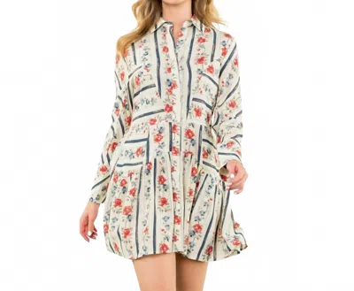 Thml Long Sleeve Floral Dress In Cream In White