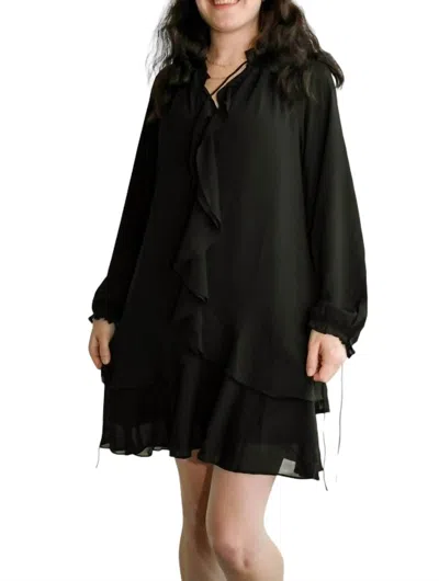 Thml Long Sleeve Flutter Dress In Black