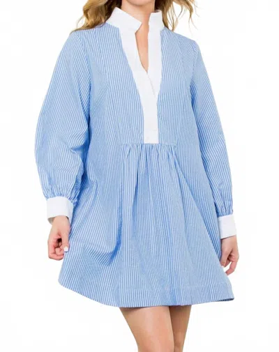 Thml Long Sleeve Striped Dress In Blue /white